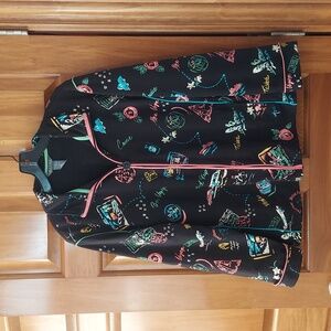 • Koret Black Zip-Up Jacket Colorful Traveling Graphic Design, Size 1X, Like New